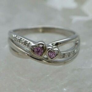 10K White Gold & Pink Sapphire Ring